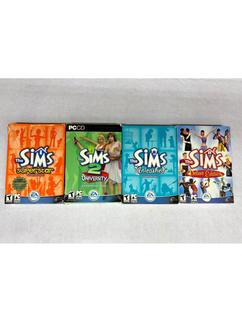 Lot of 4 Sims PC Games Expansion Packs University Unleashed Superstar Deluxe